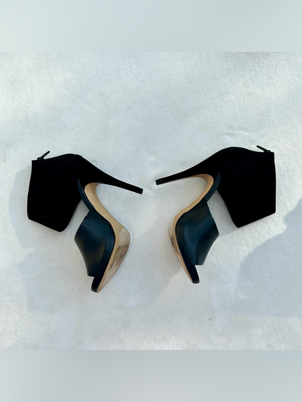 Apt. 9 Heels Open Toe Stilletto Solid Black Zip Up
